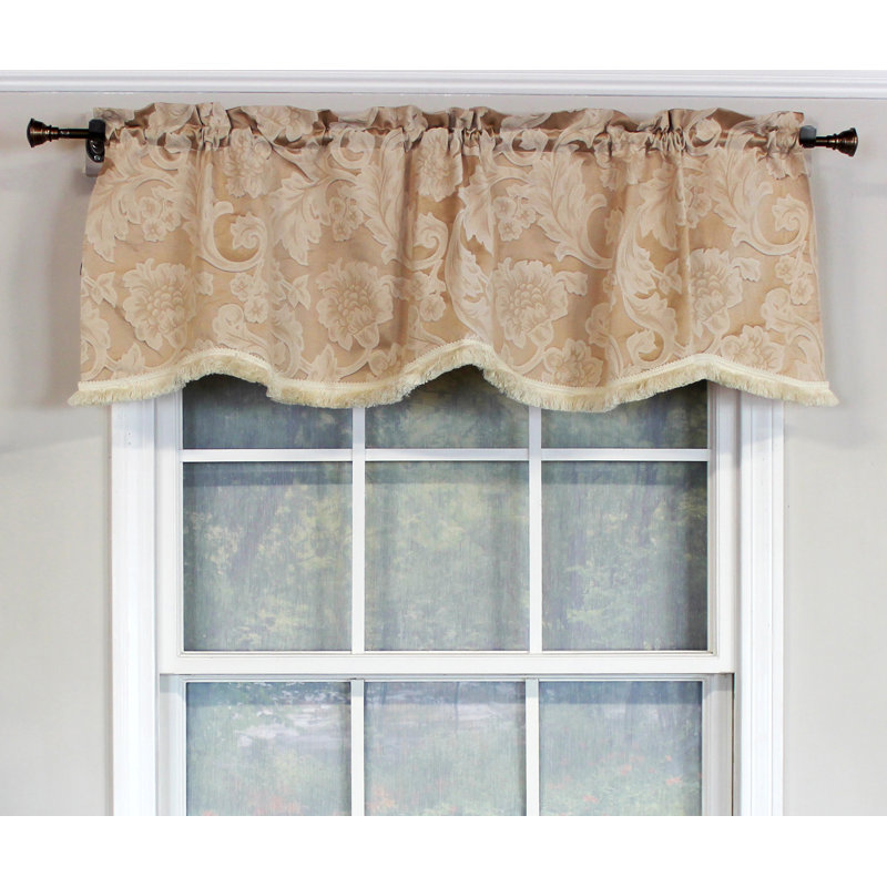 Winston Porter Idellar Floral Cotton Scalloped 50'' Window Valance in